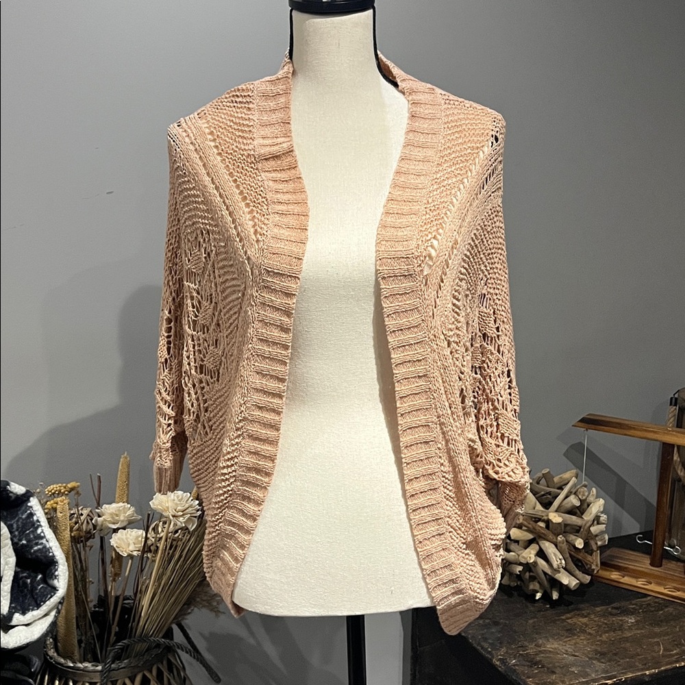 BB Dakota Open Knit Cardigan in Dusty Rose